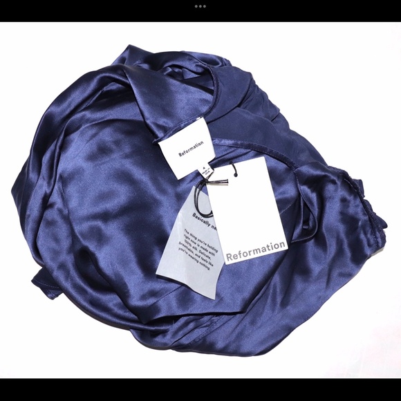 Reformation Casette Silk Dress in Blue Iris - Picture 6 of 7